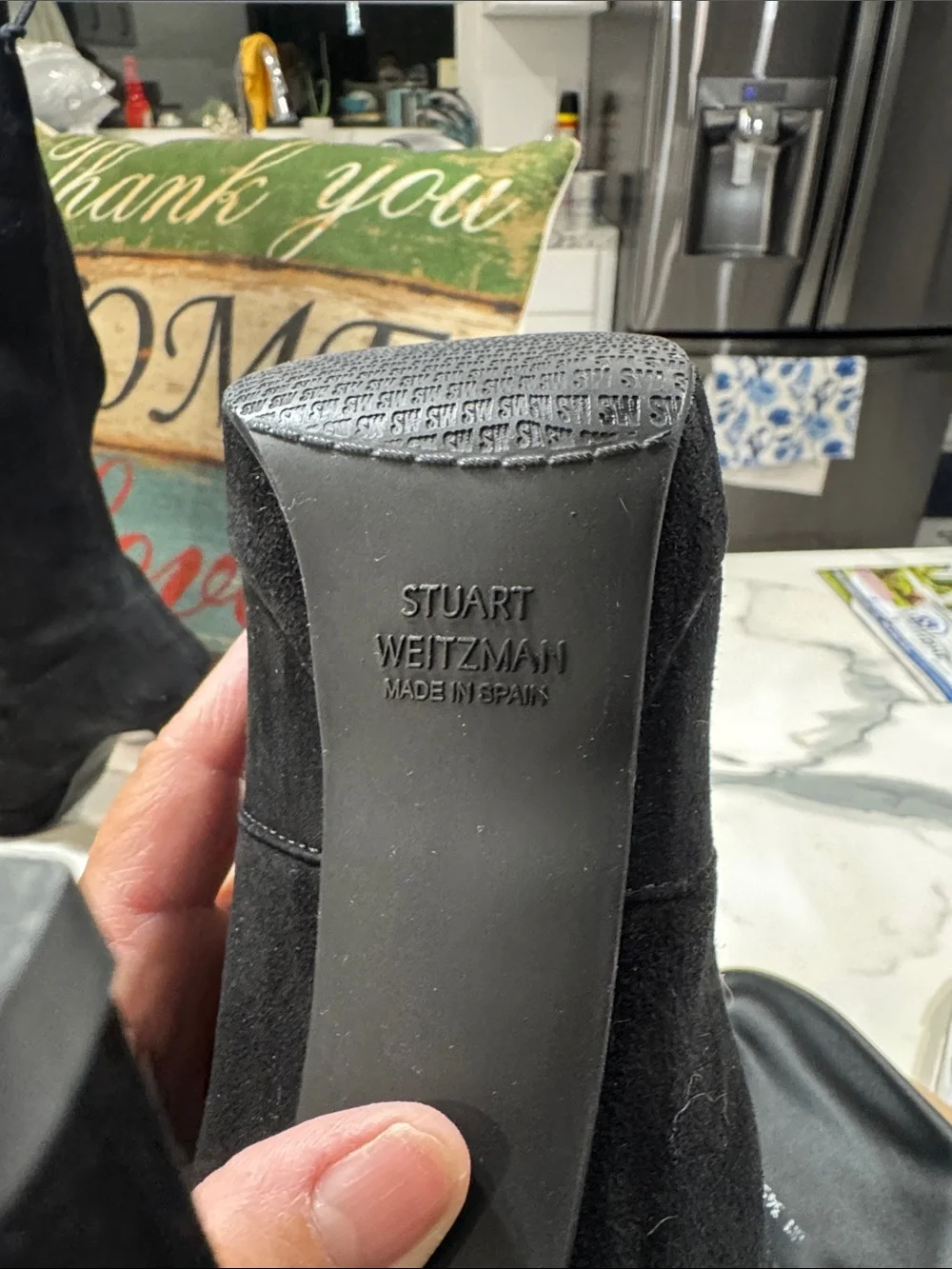 Stuart Weitzman Black Over-the-Knee Suede High Heel Boots